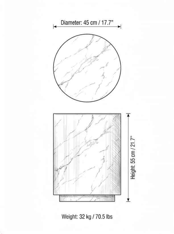 Cylindrical Stone Side Table
