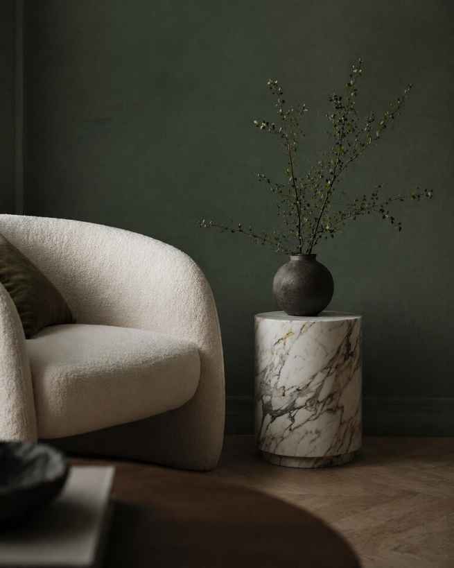 Cylindrical Stone Side Table
