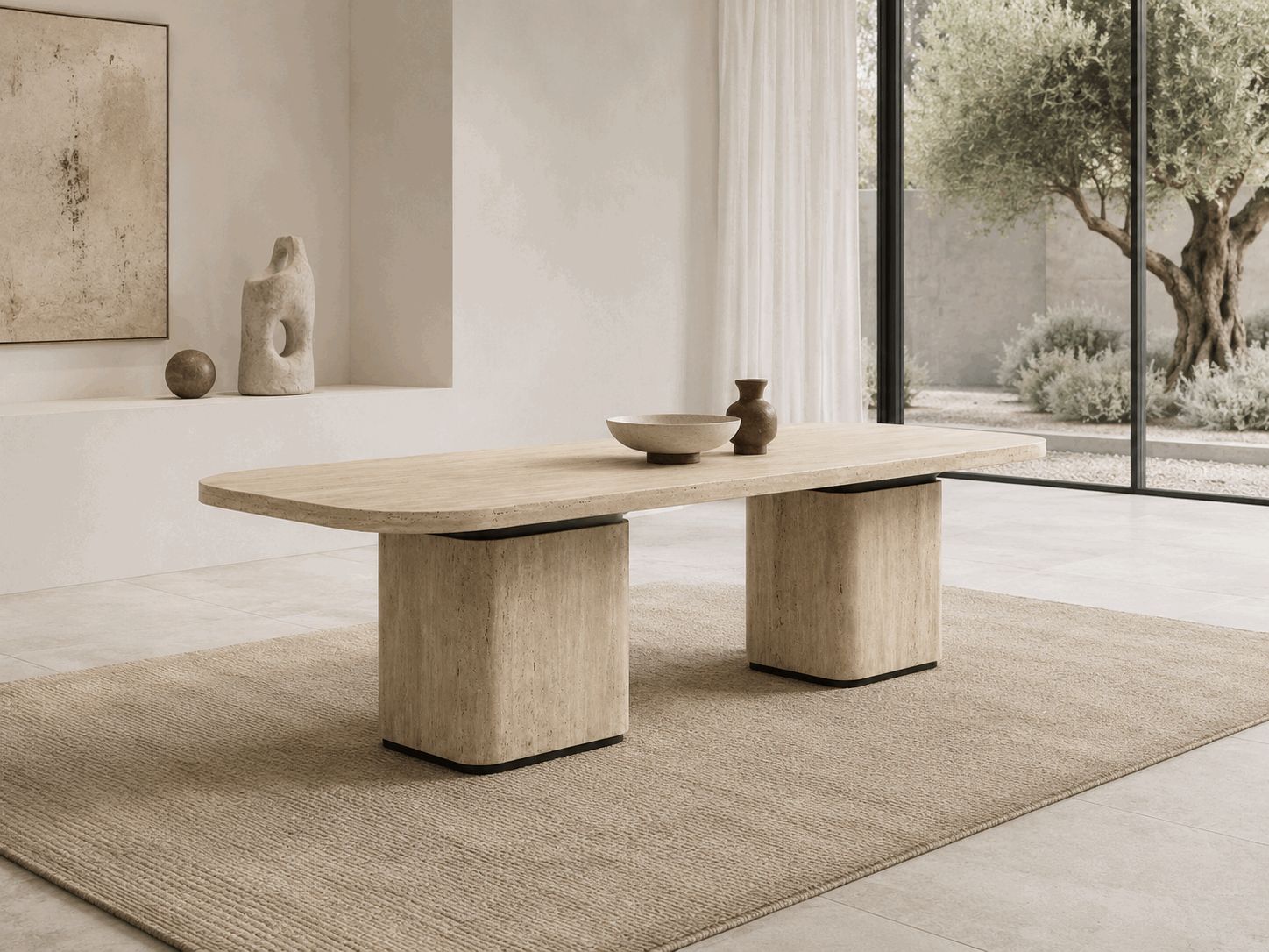 Luxury Travertine Dining Table